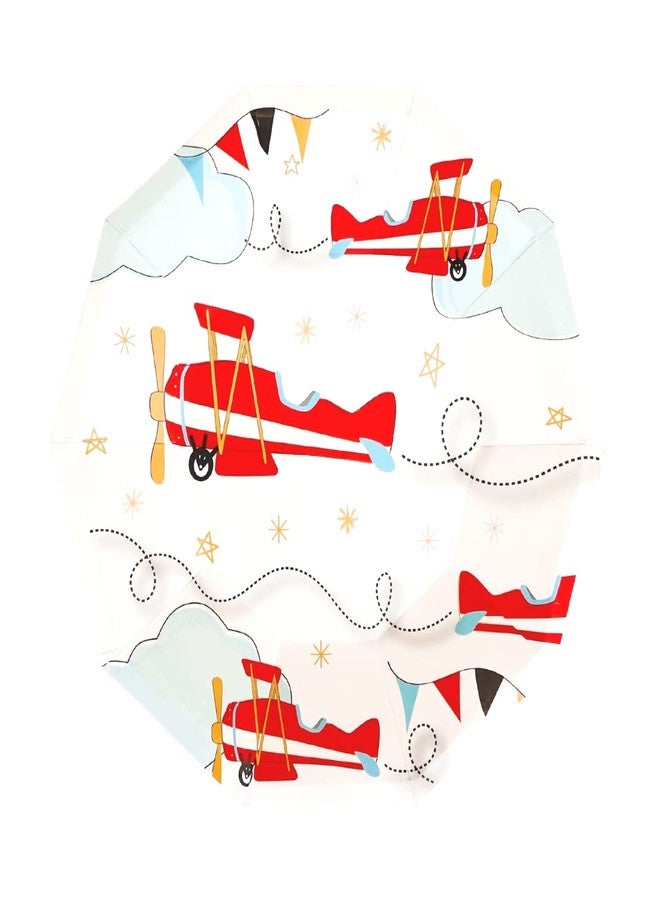 Pooka Airplane Party Plates (Pack of 8) | Airplane Plates | Airplane Birthday Party | Airplane Party Decorations | Airplane Paper Plates | Vintage Airplane Party Plates - Image 1